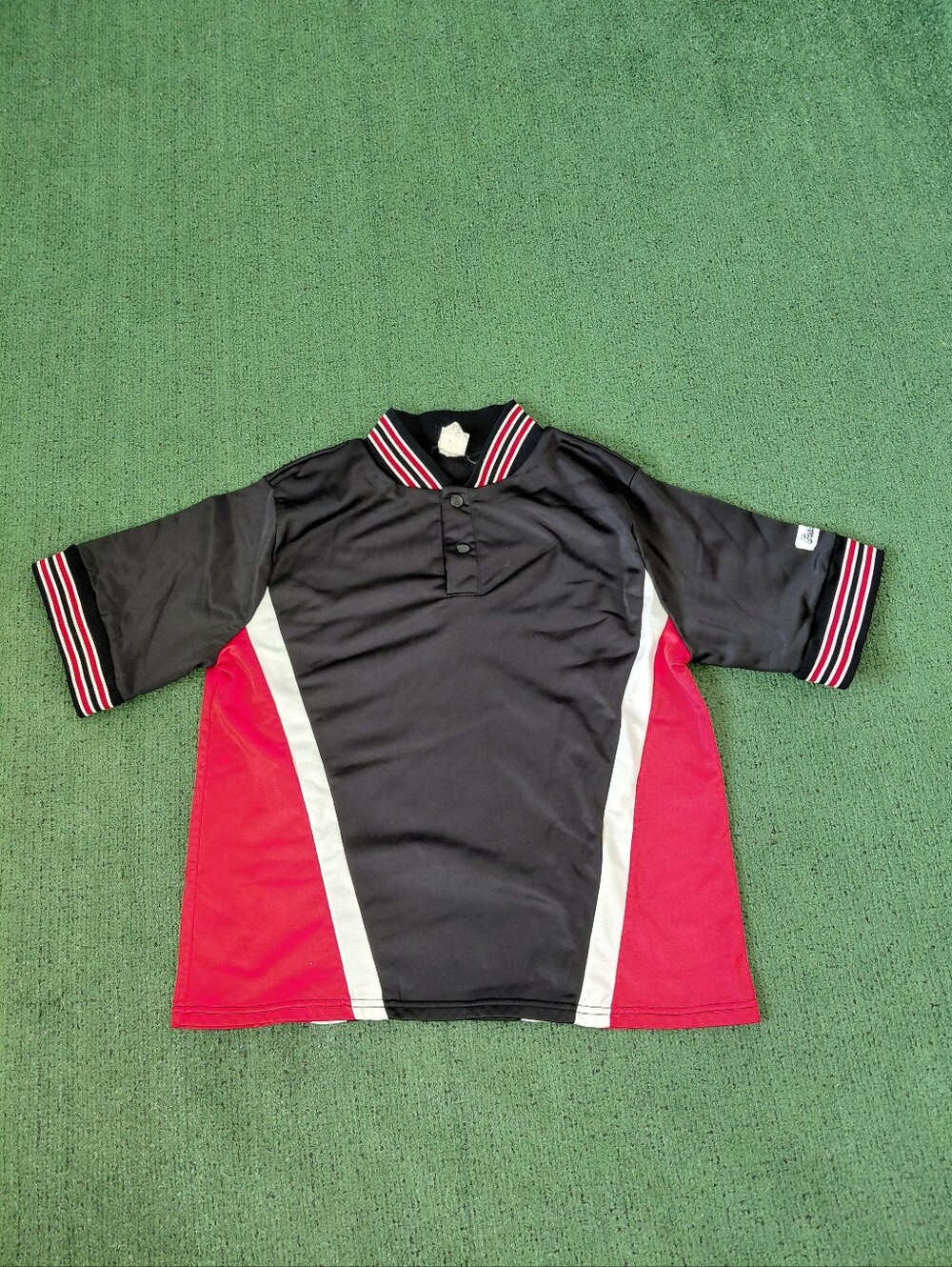 VINTAGE 90's Eastbay Black & Red Polyester 1/4 Button Up Insulated Shirt Sz Larg
